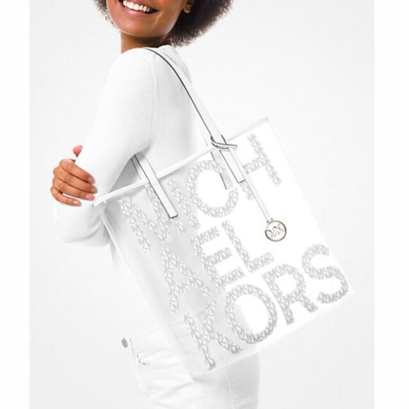 MICHAEL MICHAEL KORS The Michael Large Graphic Logo Clear Tote Bag - Picture 1 of 16